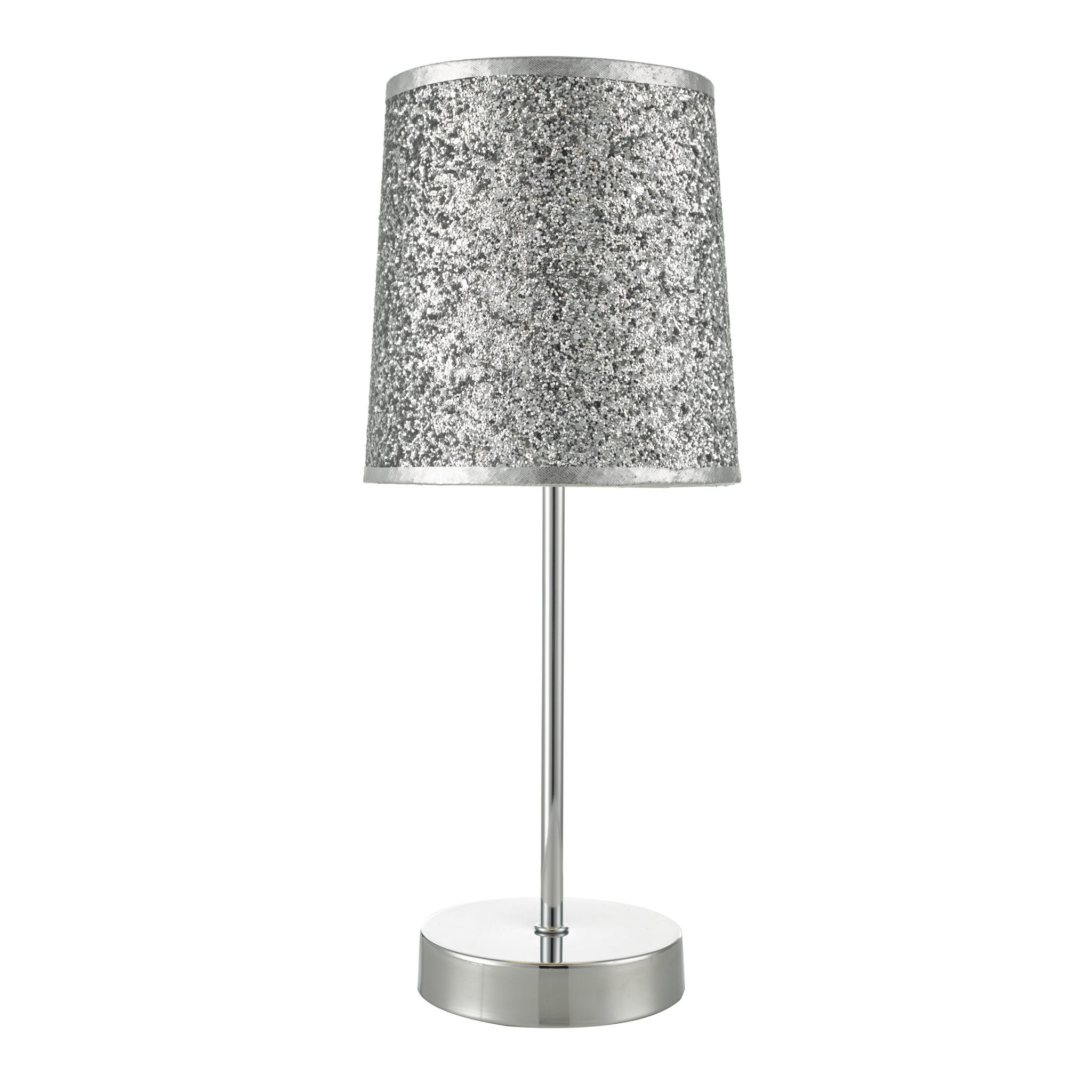 Bistro Touch Table Lamp Polished Chrome C/W Silver Glitter Shade